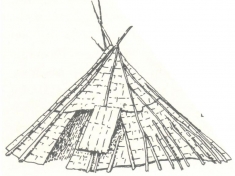 2.	Paleolitinio tipo būstas. Vogulų vasarinė tošinė palapinė (pagal R. Rimantienę, 1995, psl. 21).