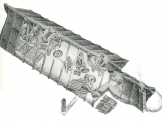 9.	Neolito ir žalvario amžiaus pastato Vuollerime (Švedija) rekonstrukcija (pagal V. Juodagalvį, 2010, psl. 175).